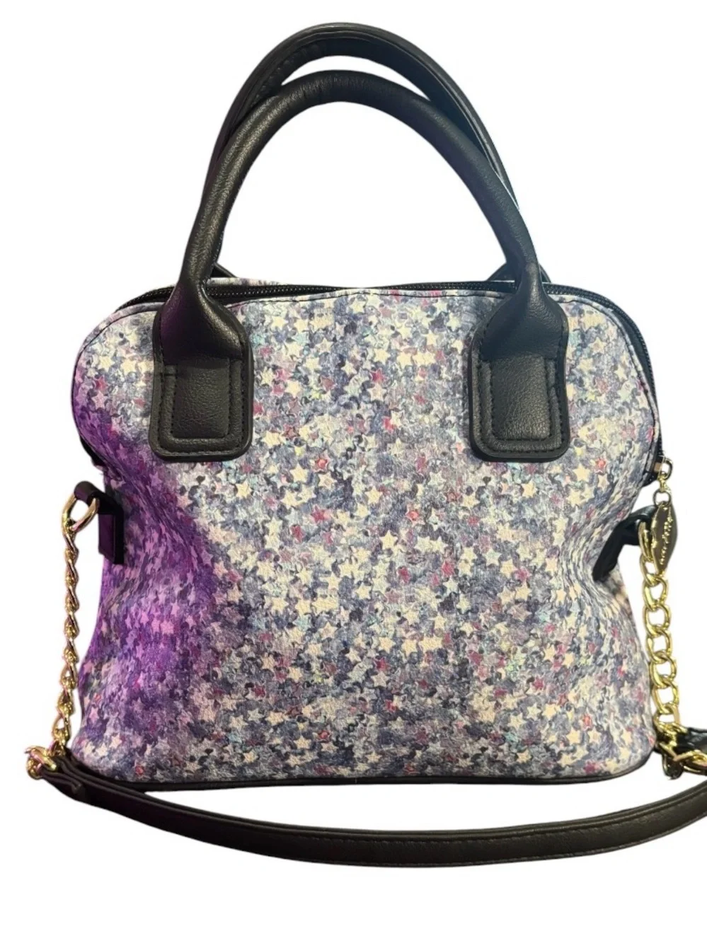Betsey Johnson Luv Betsey Star Print Cat Face Satchel Purse